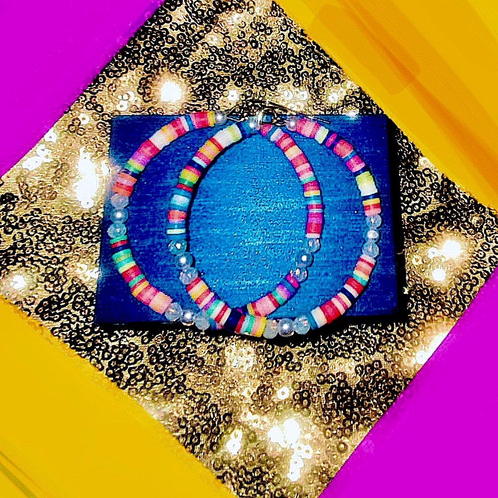 Flat Bead Hoop Earrings